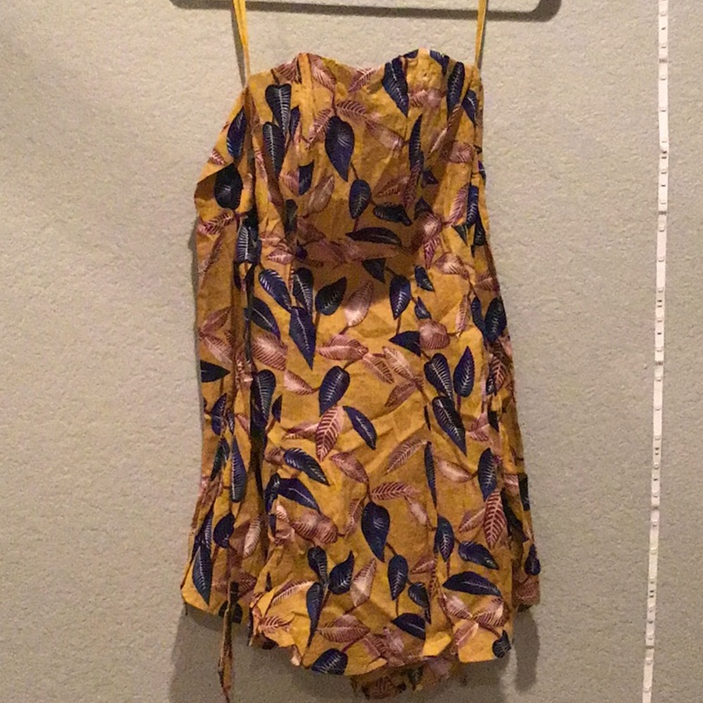 Yellow Patterned Strapless Dress